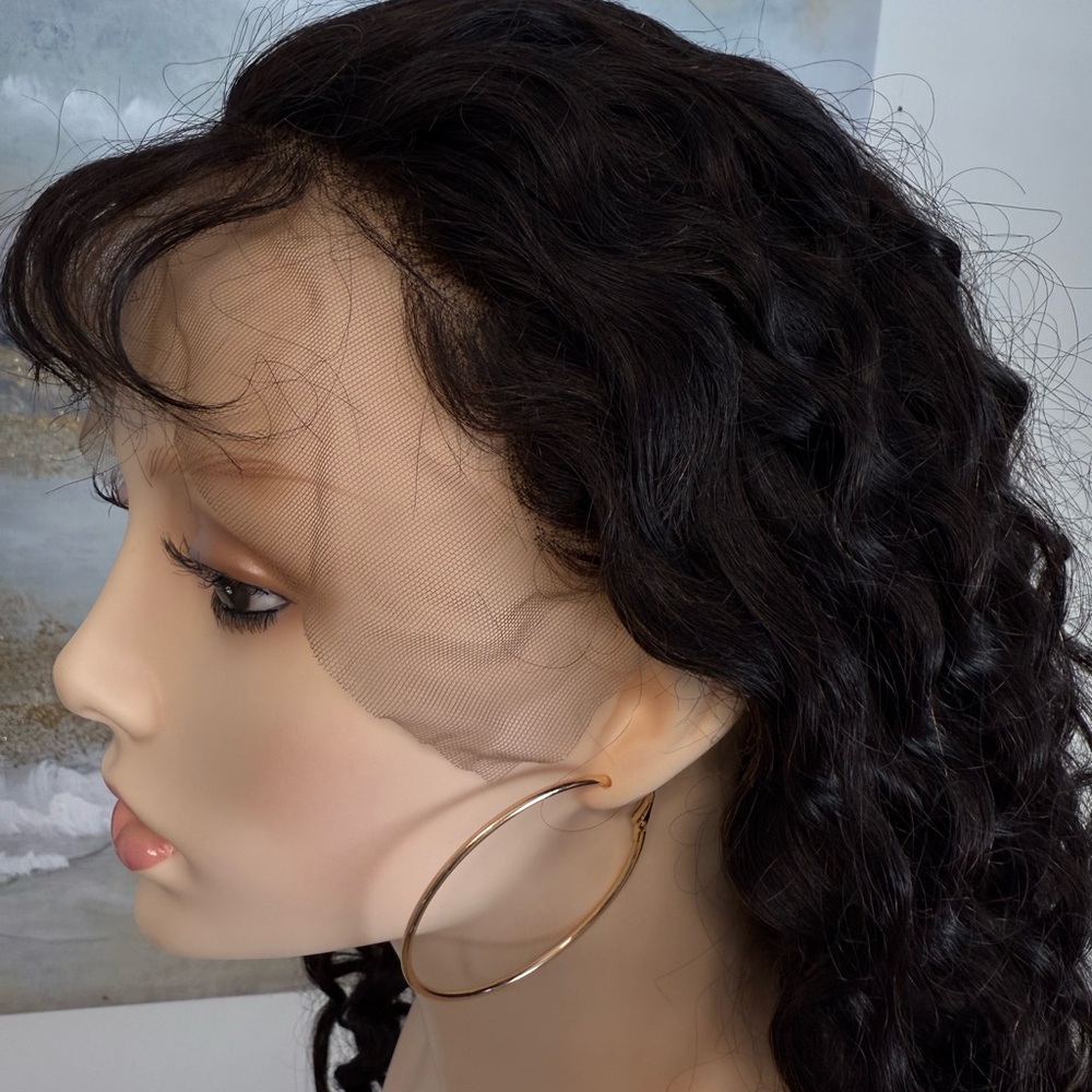 💯% 24” HUMAN Hair, Brazilian Wave, Lace Front, Fringe bangs, Black - Picture 5 of 16